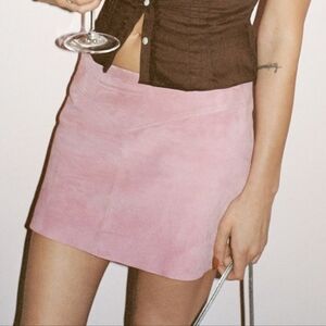 Reformation x Devon Lee Carlson Layla Low Rise Suede Mini Skirt Pink SZ 12 NWT
